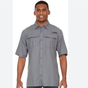 Swiss Alps Mens Short Sleeve Button Down Quick Dry Cooling Fishing Shirt